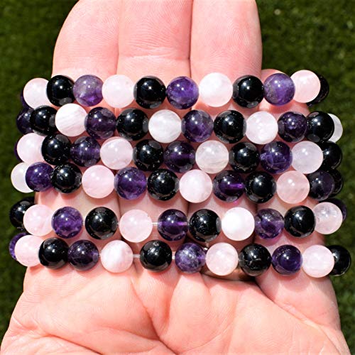 Zenergy Gems Charged Premium Natural Gemstone Crystal 8mm Bead Bracelet + Moroccan Selenite Charging Crystal [Included]3