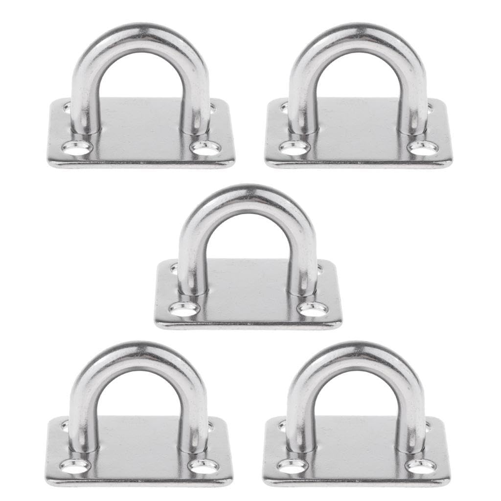 VMS INDIA 5pcs M5 Wall /Ceiling Hook Stainless Steel Pad Eye Plate Marine Boat Rigging-image-45