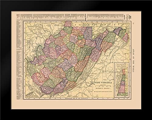 West Virginia - Hammond 1910 24x20 Black Modern Framed Art Print by Hammond Vintage Map