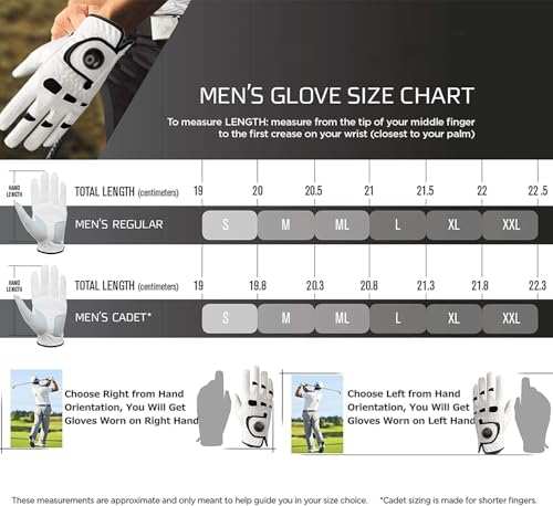Gant de golf homme cuir blanc 3XL main gauche durable doux confortable - 6