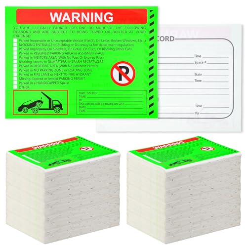 Fuyoooo 300 Pcs Parking Violation Stickers No Parking Stickers Bad Notice Tow Notice You are Illegally Parked Multi Reasons for Window Car 5.5x7.5 Inch (Fluorescent Green)