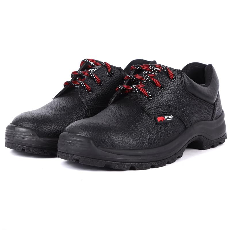 Ryno Safety Dakota Derby Black Safety Shoes with Steel Toe Cap for Men and Women | Anti Slip, Light Weight, Heavy Duty, Low Cut Genuine Leather Industrial Shoe (Size - UK 9) (B0C7Q95QK3) Amazon Price History, Amazon Price Tracker