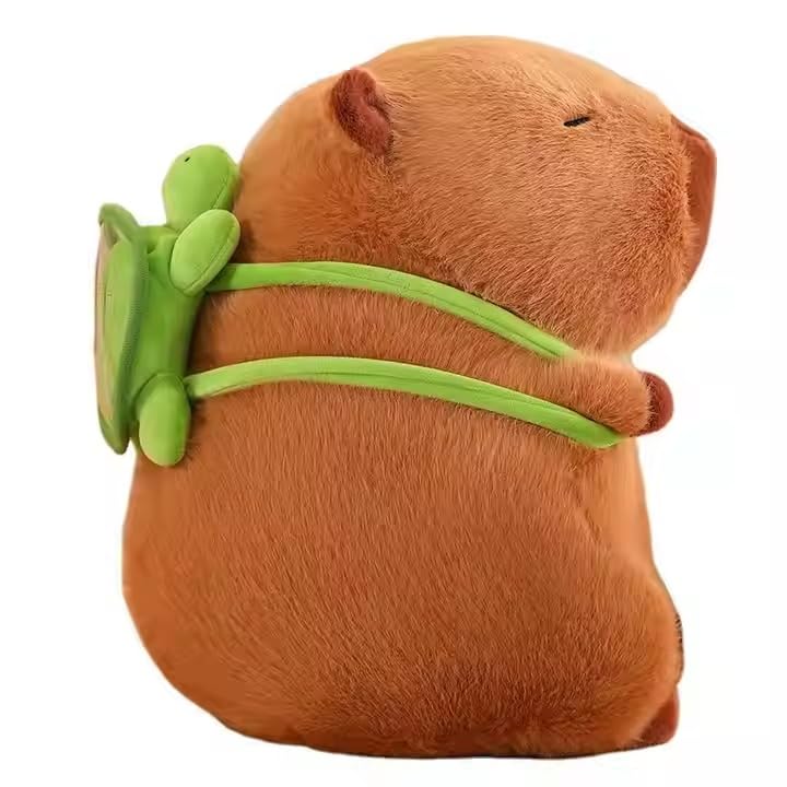 ADORA Capybara with turtle soft toy - 40 cm (Brown) Cute and Cuddly Brown Plush Stuffed Animal for Babies, Kids Lovable Fluffy Capybara Plushies Realistic Design Stuffed Doll Snot-Pulling Fun for Kids