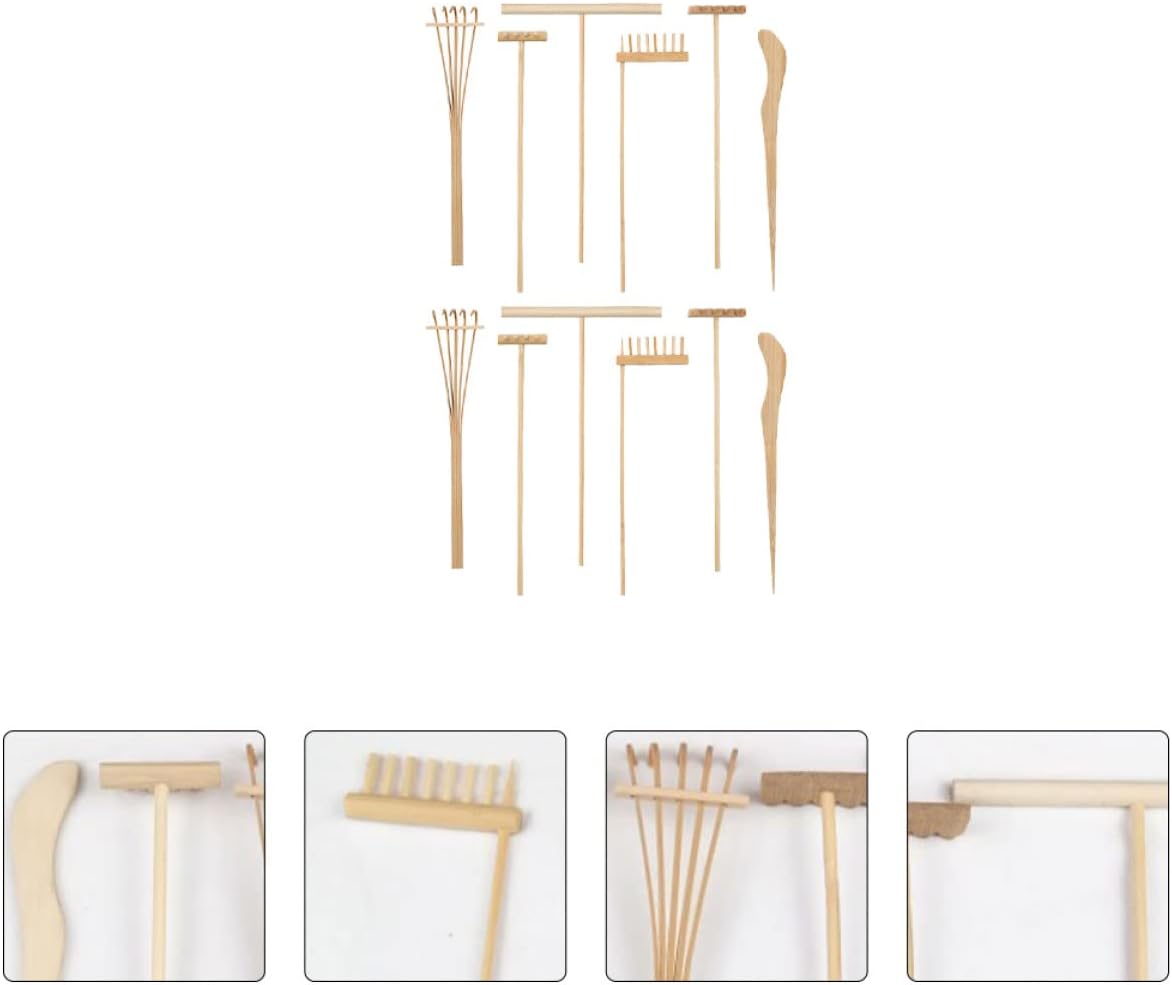COHEALI Sandbox Toys Desktop Accessories 36 pcs Bamboo Zen Tiny rake for Sand Zen Sand rake Tabletop Rock Sandbox Tools Garden Tools Mini Sandbox Toys Desktop Accessories
