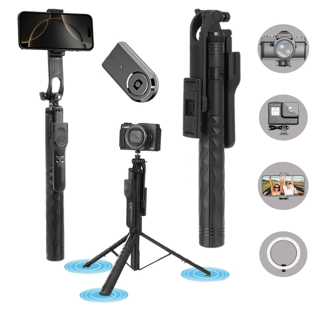 Soopii 69-Inch Longest 360 Rotating Phone and Extendable 3 Legs Tripod with Bluetooth Selfie Stick, Stick for Video Shoot, Travel Tripod, Mobile Floor Stand, Selfie Stand for iPhone/Gopro/Camera-image-45