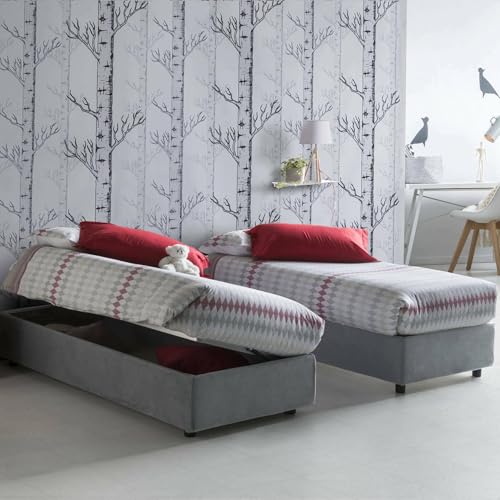 Letto Singolo Melissa, Letto Contenitore con Rivestimento in...