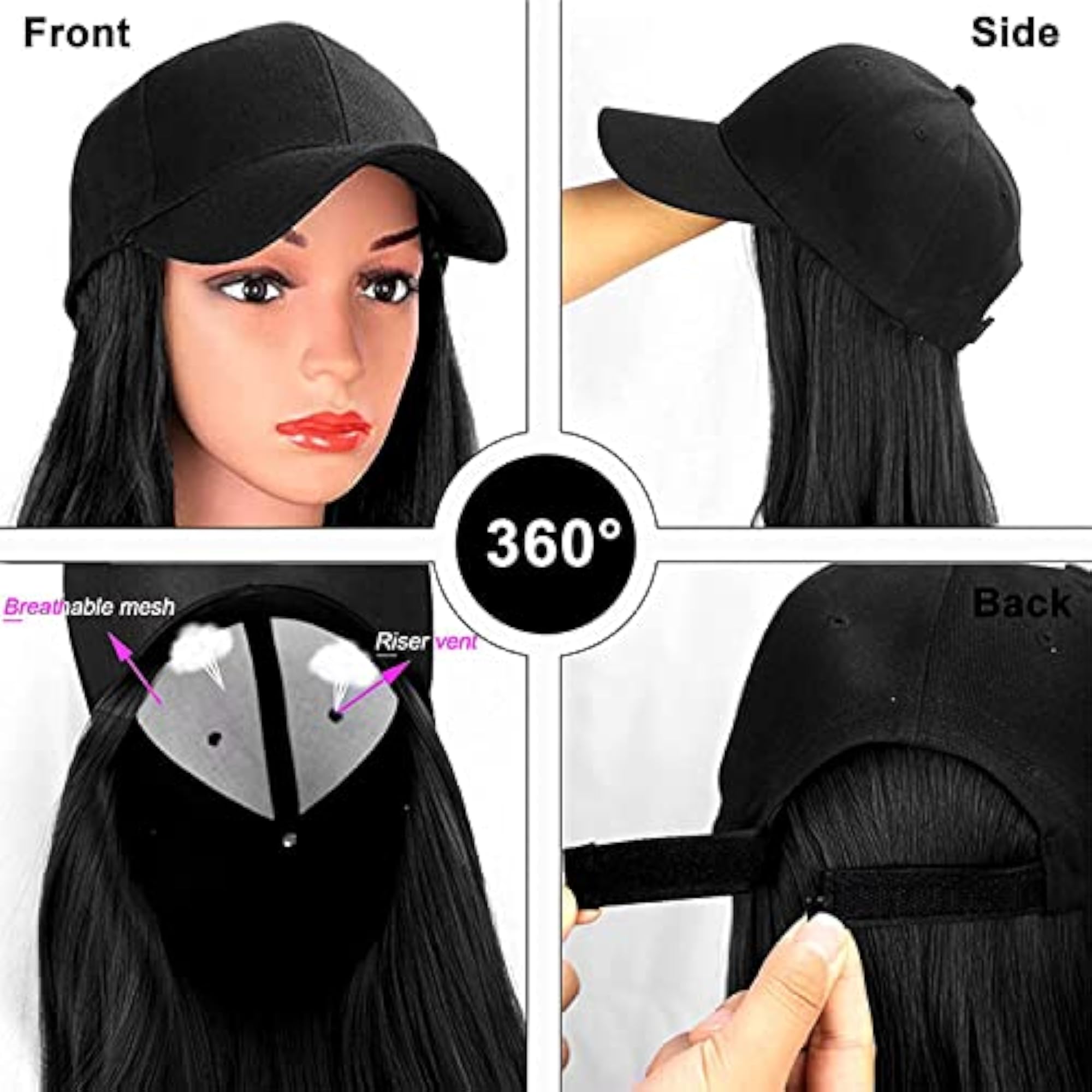 Women's 24-Inch Long Hair Cap Wig, Natural Looking