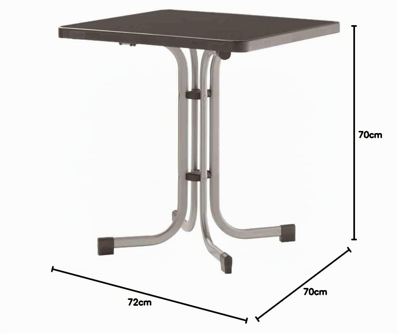Sieger 231/A Boulevard-Klapptisch mit mecalit-Pro-Platte 70 x 70 cm, Stahlrohrgestell graphit, Tischplatte Schieferdekor anthrazit