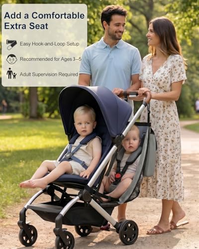 Detachable Seat Sling Accessory for Compatible Book-Fold Strollers, Foldable Mesh Add-On with Adjustable Straps, No-Tool Installation, Accessory Only — view 6