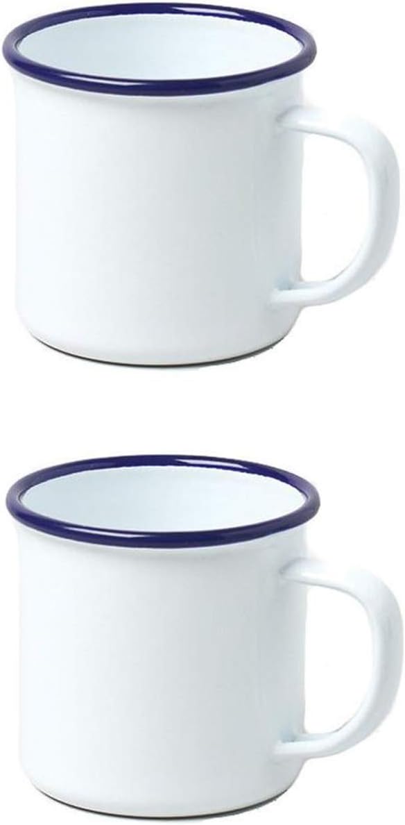 2 X Falcon Enamel 8cm Mug White