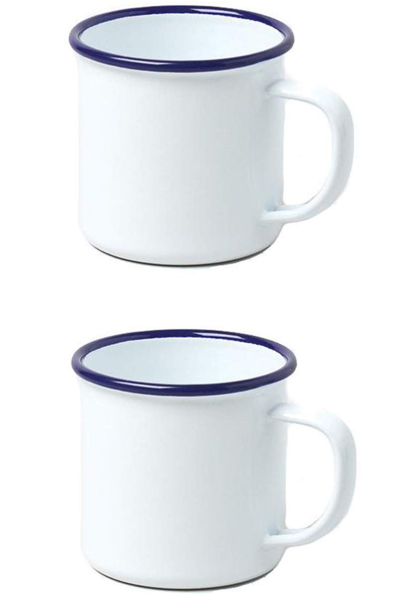2 X Falcon Enamel 8cm Mug White