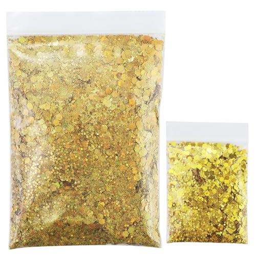 57 g Purpurina hexagonal dorada, purpurina manualidades, purpurina dorada, lentejuelas rellenas, partículas brillantes de purpurina, uñas en polvo, para manualidades, decoración de fiestas, ropa