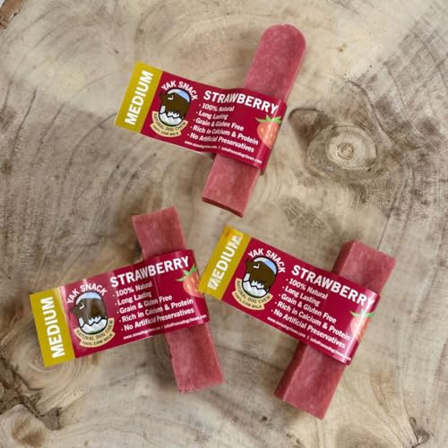 Yak Snack- 100% Natural Himalayan Yak Chews for Dogs Strawberry 3 Pack Yak Milk Dog Chews, Long-Lasting Hard Cheese Yak Chew - Image 2