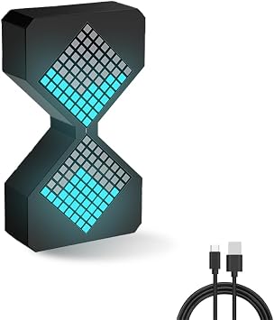 Digital Hourglass, Visual Timer Sand Clock Pomodoro Timer Cube Timer 1-30 Minutes Adjustable Brightness Last 5 Hours for Classroom Home Office Black-Blue