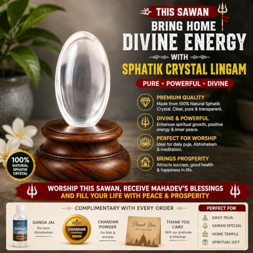Image of Certified Original Sphatik Lingam (30-40g) | AAA Grade Clear Quartz Crystal Spatika Shivling with Ganga Jal | Crystal Shivling for Sawan, Shravan, Rudrabhishek, Puja, Home Temple & Meditation