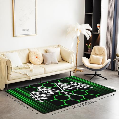Tapis à carreaux noirs et blancs 150x200 cm style nid d'abeille grand format pour salon