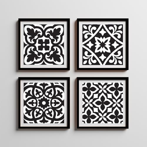 COLOSSAL ART HOUSE 4 Piece Set of Framed Wall Hanging Decor Modern Art Wall Art 10 Inch X 10 Inch - No Glass