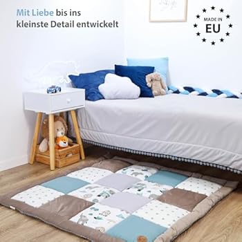 Baby Bedroom Play Mat 100 X 100 Cm Patchwork U2013 Floor Mattress For Playpen And Play Mat Thick Cotton For Babies And Children For Early Learning Oeko- Tex Wild Pink