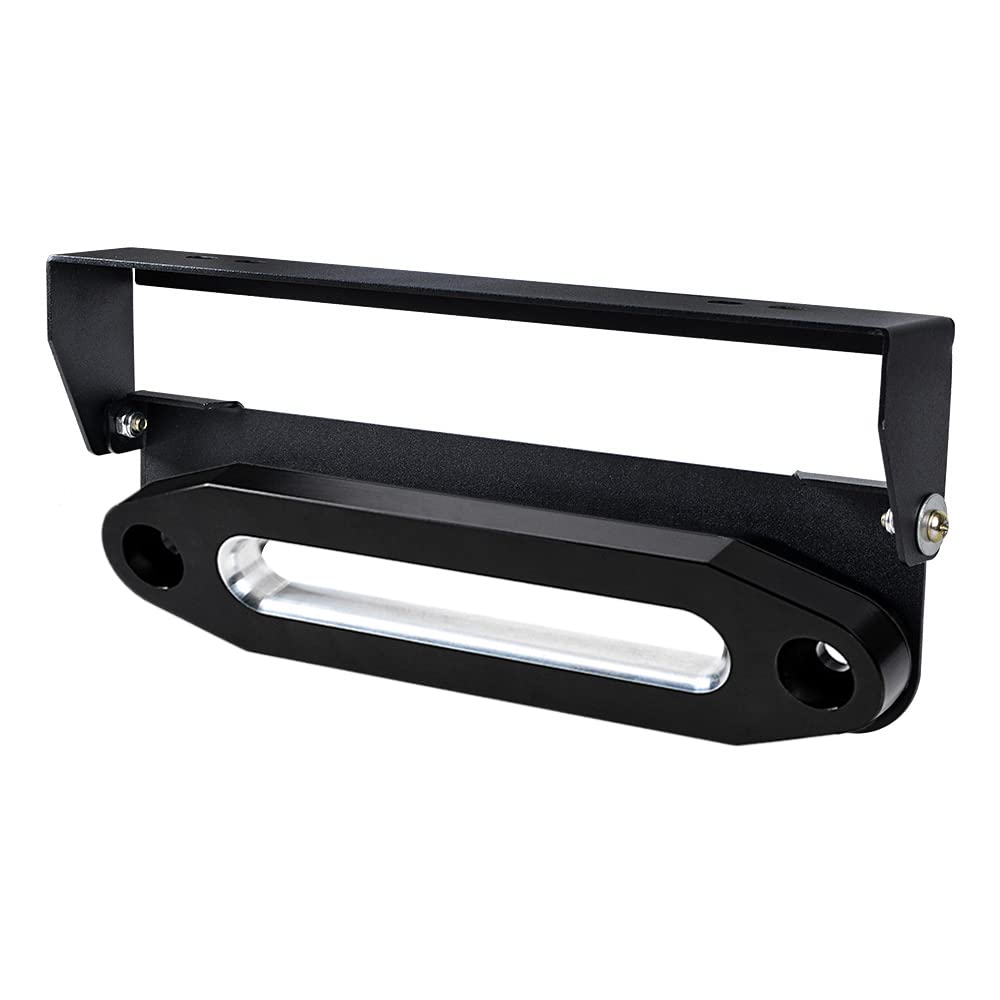 amopacorp 10 inch Chrome Black Aluminum Hawse Fairlead 8000-15000 LBs and 254mm Flip-Up Mounted License Plate Holder Kit
