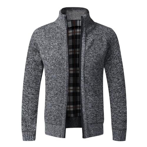 Men Warm Cardigan Fleece Zipper Sweaters Slim Fit Knitted Sweatercoat Thick Sweater Overcoat