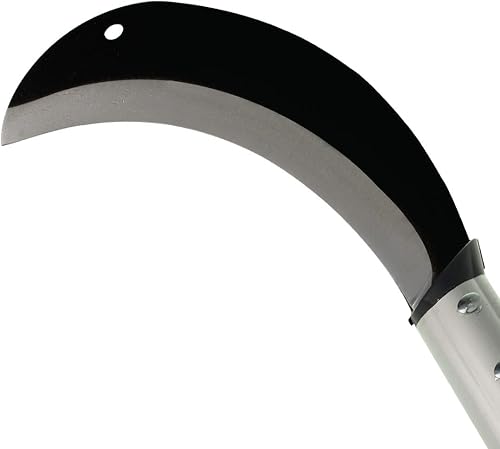 Miniatura 2 de Cuchillo de hoz de hoja de acero al carbono con mango de aluminio, para hierba, granja, cosecha, agricultura, hoz de deshierbe