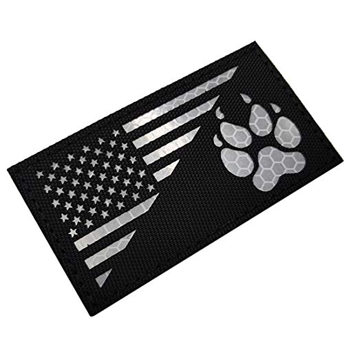 Ir K9 Dog Handler Paw K-9 Usa Flag Infrared Tactical Morale Embroidered Patch Applique With Hook And Loop Fastener Backing For Medium And Large Animal Vests Harnesses (Black) #TOP6
