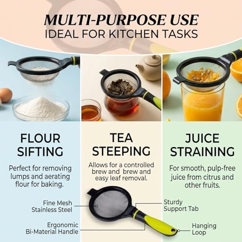 Image of Signamio Tea Strainer Steel Fine Mesh Strainer Stainless Steel Handheld Tea Strainer for Loose Leaf Herbal Infuser Reusable Filter for Cups Mugs Pots Home Kitchen Use