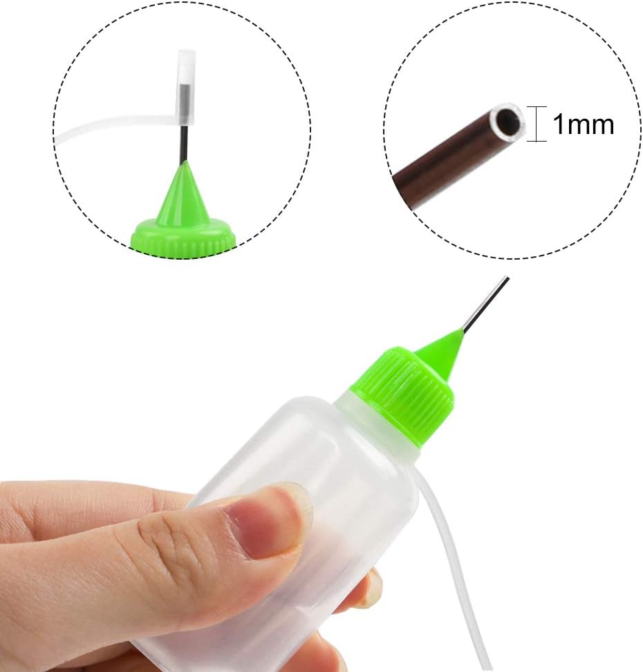 DEPEPE 24pcs 30ml Needle Tip Glue Bottle, Plastic Dropper Bottles, Applicator Bottles, Precision Tip Applicator Bottle and 8 Color Tips for DIY Quilling Craft, Acrylic Painting, with 5 Funnel