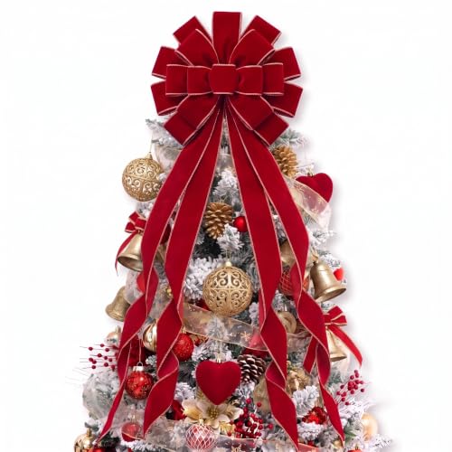 Ceenna Christmas Tree Topper Bow 52 x 12 Inch, Red Large Velvet Bow by Ceenna - Used condition - US$13.62