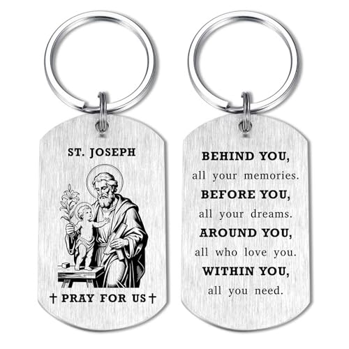 Alotozo St. Joseph Gifts - Saint Joseph Keychain for Mens,