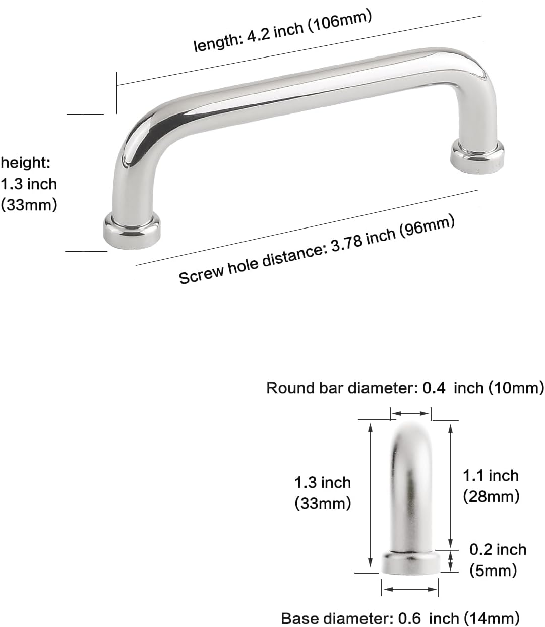 5 Pack Cabinet Pulls Chrome Bright Silver Kitchen Drawers Handles 3-3/4 Inch Hole to Hole Pulls for Cabinets and Drawers Modern Dresser Pulls