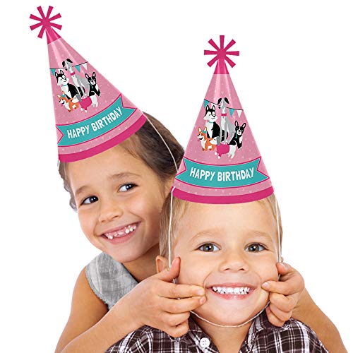Pawty Like A Puppy Girl - Cone Happy Birthday Party Hats For Kids And Adults - Set Of 8 (Standard Size) #TOP1