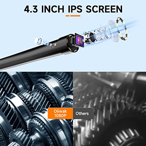 50Ft Dual Lens Endoscope Borescope, Ip68 Waterproof Oiiwak 1080P Sewer Inspection Camera, Snake Pipe Drain Scope Camera With 7 Lights,4.3” Ips Screen,32Gb Card,Semi-Rigid Cable #TOP7