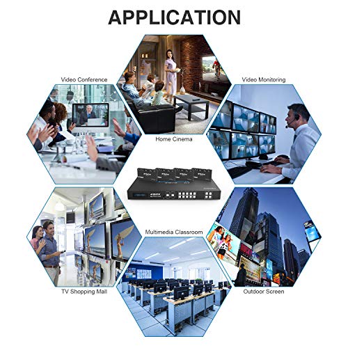 Avishop 4X8 4X4 4Khdbaset Hdmi Matrix Switcher W/ 4 Poc Hdbast Receivers (Cat5E Or Cat6). Hdcp2.2 Hdtv Routing Selector Spdif Audio Control 4 Savant Home Automation With Bi-Directional Ir (Matrix+4Rx) #TOP6