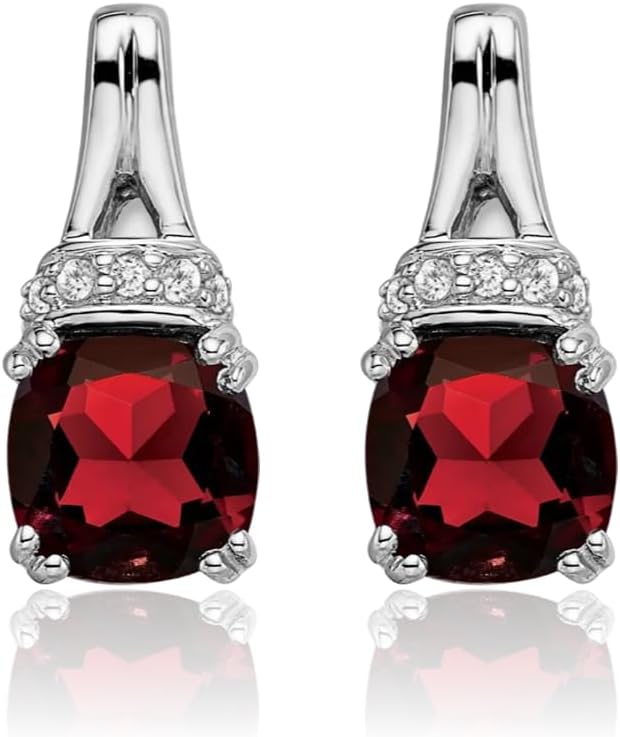 IceCarats 10K Solid White Gold 2.50 carat Red Garnet Diamond Solitaire Extra Large Stud Earrings 13.8mm 1/2 inch Cushion Cut, Natural, Friction Back For Her