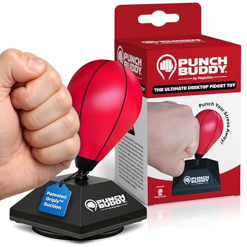 Punch Buddy Desktop Punching Bag – Desk Fidget Toy for Stress Relief & Focus – Mini Suction Cup Punch Ball with Patented Griply™ Technology – Office Stress Reliever for Adults, Teens & Coworkers