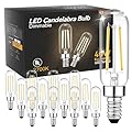 TJOY E12 T6 Candelabra LED Bulbs, Dimmable 4.5W Equivalent 40W 2700K Soft Warm White, Small Base Clear Light Bulb, Vintage Edison Bulb Decorative for Chandelier Ceiling Fan Wall Sconces, 500lm, 12pack