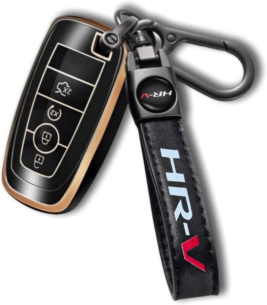 HUIANTS Black Leather Car Keychain Metal Car Keyring Compatible with Honda HR-V Accessories,Keychain Keyring Family Present for HRV Owners(for HRV) image 5
