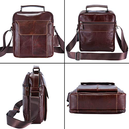BAIGIO schoudertas heren lederen schoudertas business werktas crossbody voor 6 inch tablet computer - Image 4