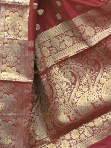 Image of Women's Kanjivaram Silk Saree with Blouse Piece, Banarasi Style,