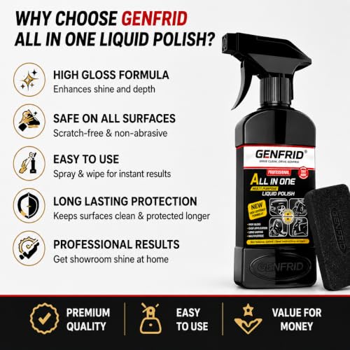 Image of All in One Multipurpose Liquid Polish for Car, Motorbike, Scooter, Household, Office Care | High Gloss | Easy Application | For Interior & Exterior Surfaces - 300mL with Applicator Pad.
