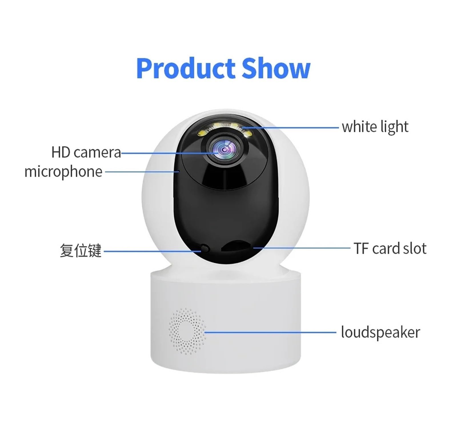 5MP WiFi Interior PTZ Mini cámara IP 3MP Monitor de bebé Color visión Nocturna Audio bidireccional Seguimiento automático cámaras de vigilancia(US Plug,5MP Camera 32G)