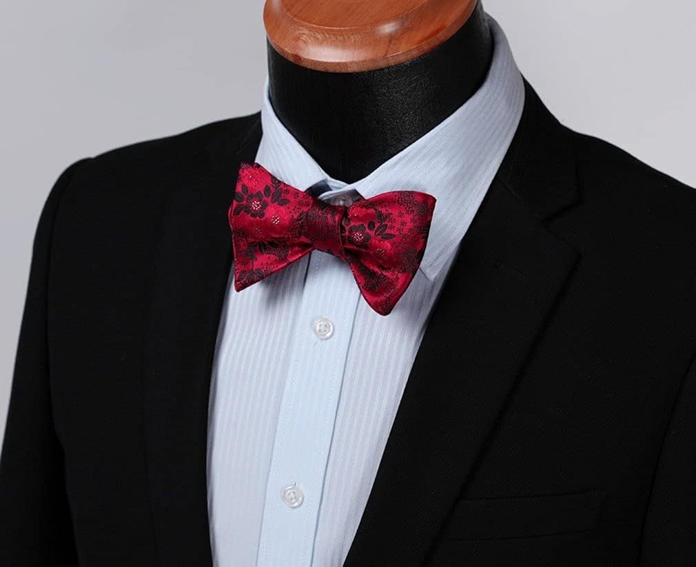 Miniatura 4 de HISDERN Pajaritas para hombre, corbatines florales para hombre, pajarita para hombre, pañuelo tejido jacquard pajarita de bolsillo cuadrado