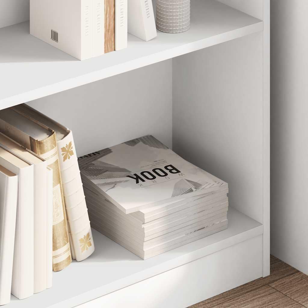 Bücherregal Weiß aus Holzwerkstoff 80x24x75 cm, 2-Fächer-Design, stabiles Aufbewahrungsregal, vielseitiges Wand- und Büroregal für Bücher, Cubes und Dekoration