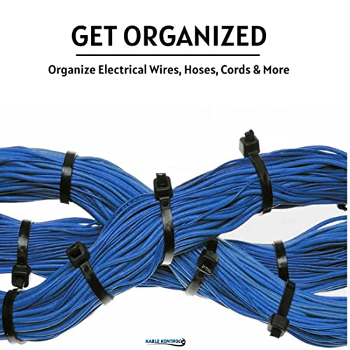Kable Kontrol Cable Zip Ties 100 Pcs 4 Inch Black, 18 Lbs Tensile Strength, Self-Locking Uv Resistant Plastic Nylon Wire Ties, For Indoor Or Outdoor Use #TOP5