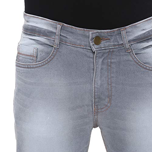 Image of Urbano Fashion Men's Ice Blue Slim Fit Zippered Jeans Stretch