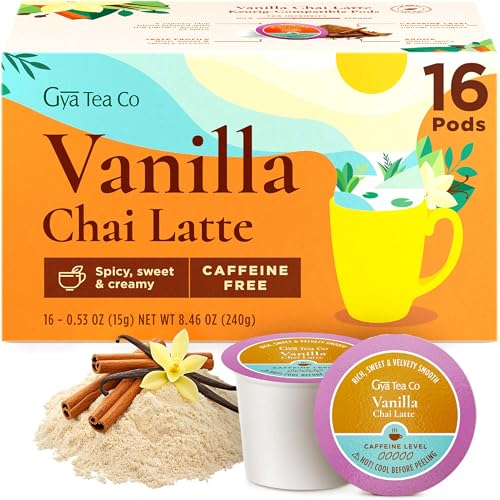 Image of Gya Tea Co Vanilla Chai Latte Tea Gift Set (16 Count) - Decaf Tea Pod for Lovers Get Well Gifts - Manually Harvested - Enjoy Hot or Iced