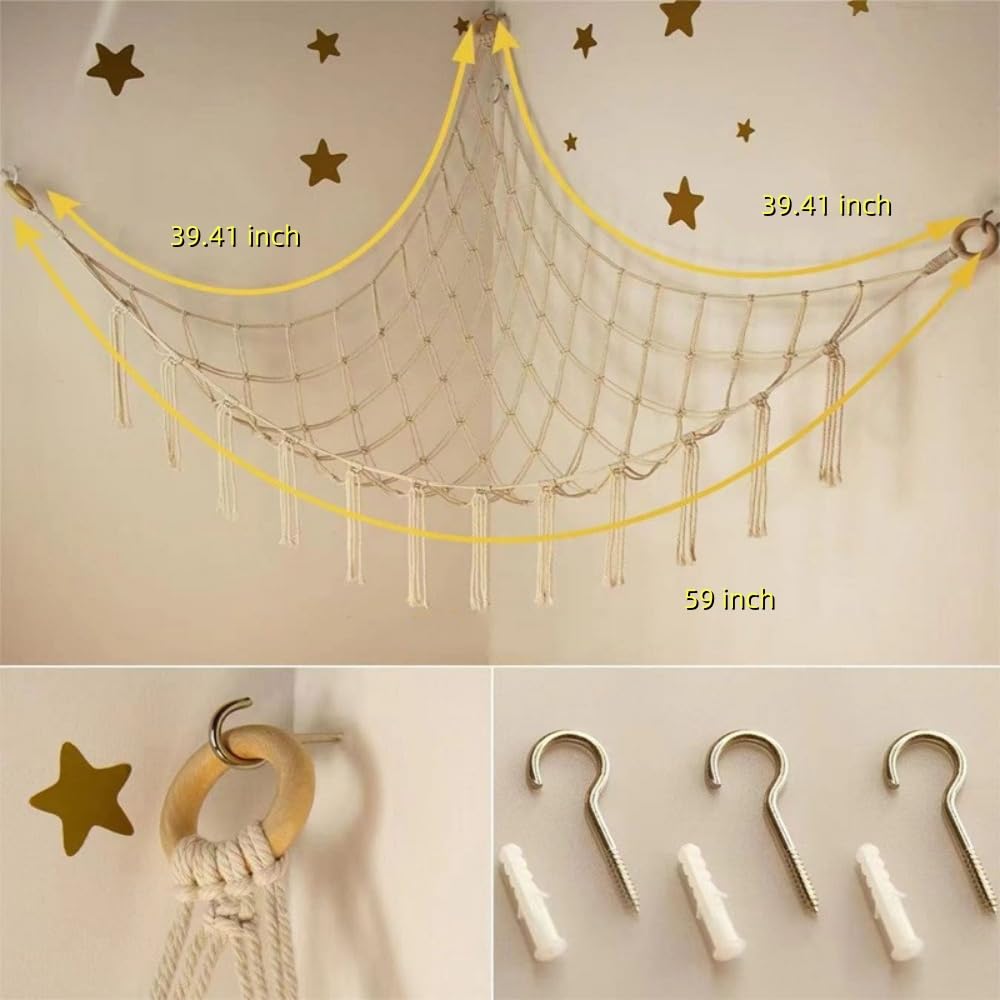 Hamac de Rangement pour Peluches, Sac en Filet Suspendu pour Jouets