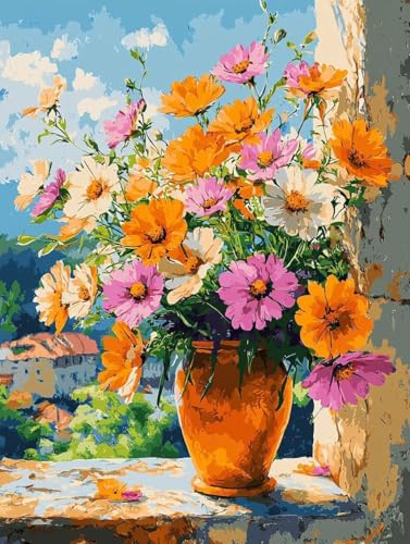 Diamond Painting fleur bouteille 70x95cm pour adulte