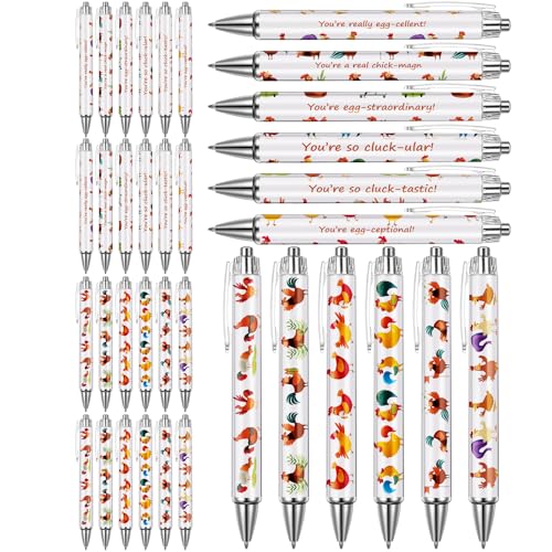Stylo à encre gel contre la fatigue d'écriture : lot de 24 stylos rétractables poule confort